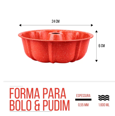 Forma Para Bolo Pudin Torta com Furo no meio Central Teflon Antiaderente