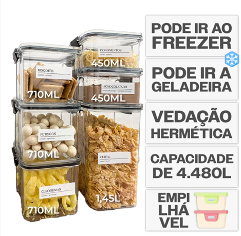 Kit Completo Cozinha Potes Herméticos