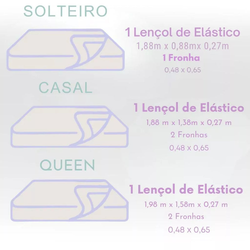 Jogo de Lençol 03 Peças 400 Fios Cama Casal Queen Micropercal