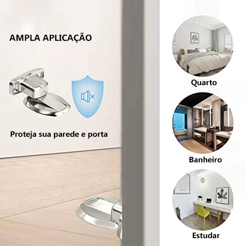 Kit 4 Prendedor de Porta Magnético Slim Cromado