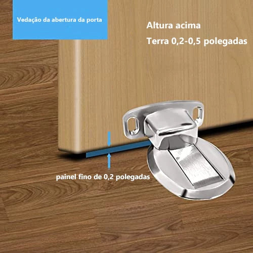 Kit 4 Prendedor de Porta Magnético Slim Cromado