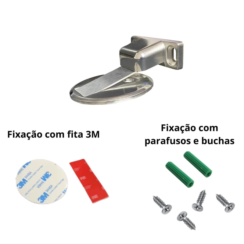 Kit 4 Prendedor de Porta Magnético Slim Cromado